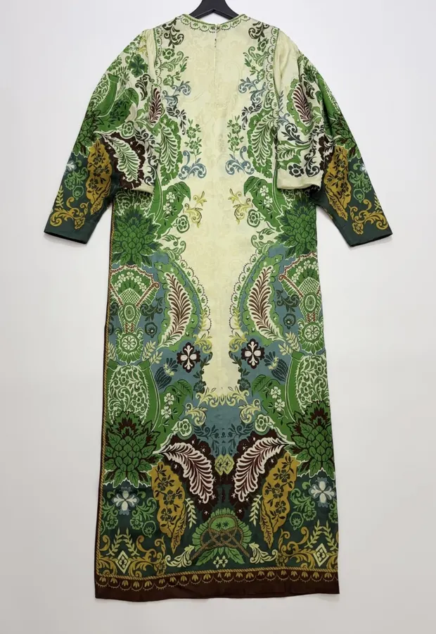 ALEMAIS Ivory and Green Paisley-Print Long-Sleeve Maxi Dress in Ivory and Green, product view 21