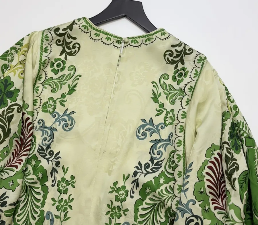 ALEMAIS Ivory and Green Paisley-Print Long-Sleeve Maxi Dress in Ivory and Green, product view 22