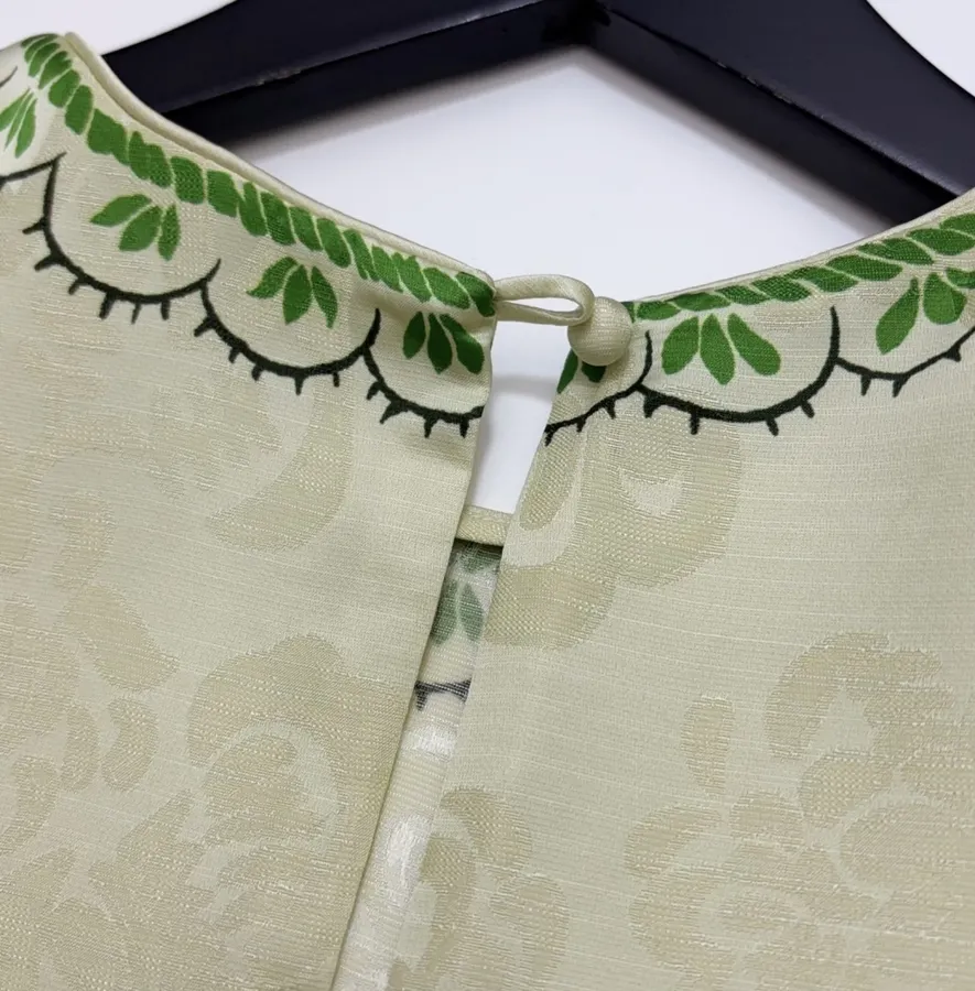 ALEMAIS Ivory and Green Paisley-Print Long-Sleeve Maxi Dress in Ivory and Green, product view 23