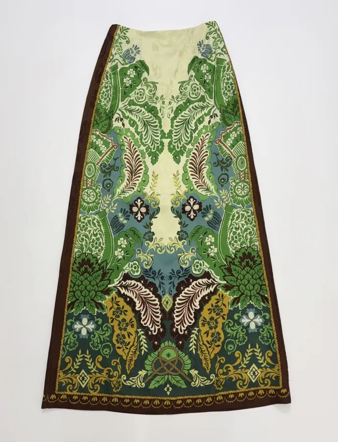 ALEMAIS Green Paisley-Print A-Line Maxi Skirt in Green, product view