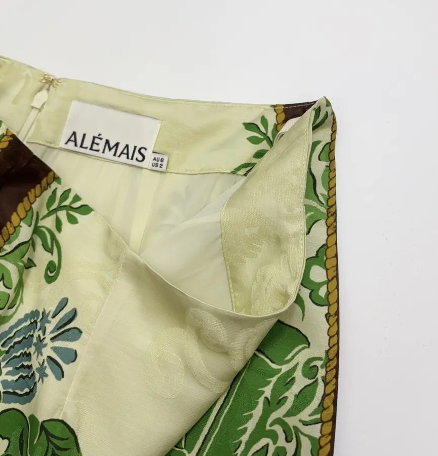 ALEMAIS 绿色佩斯利印花A字长半身裙，绿色，商品图 5