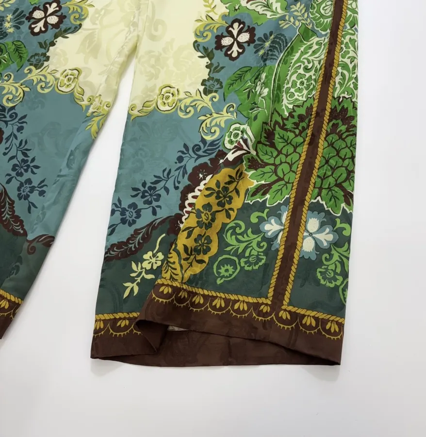 ALEMAIS 绿色佩斯利印花阔腿长裤，绿色，商品图 11