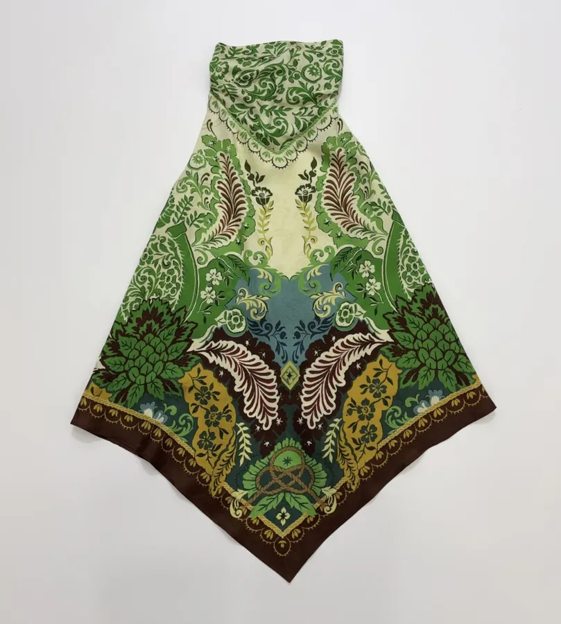 ALEMAIS Green Paisley-Print Handkerchief-Hem Bandeau Top in Green, product view