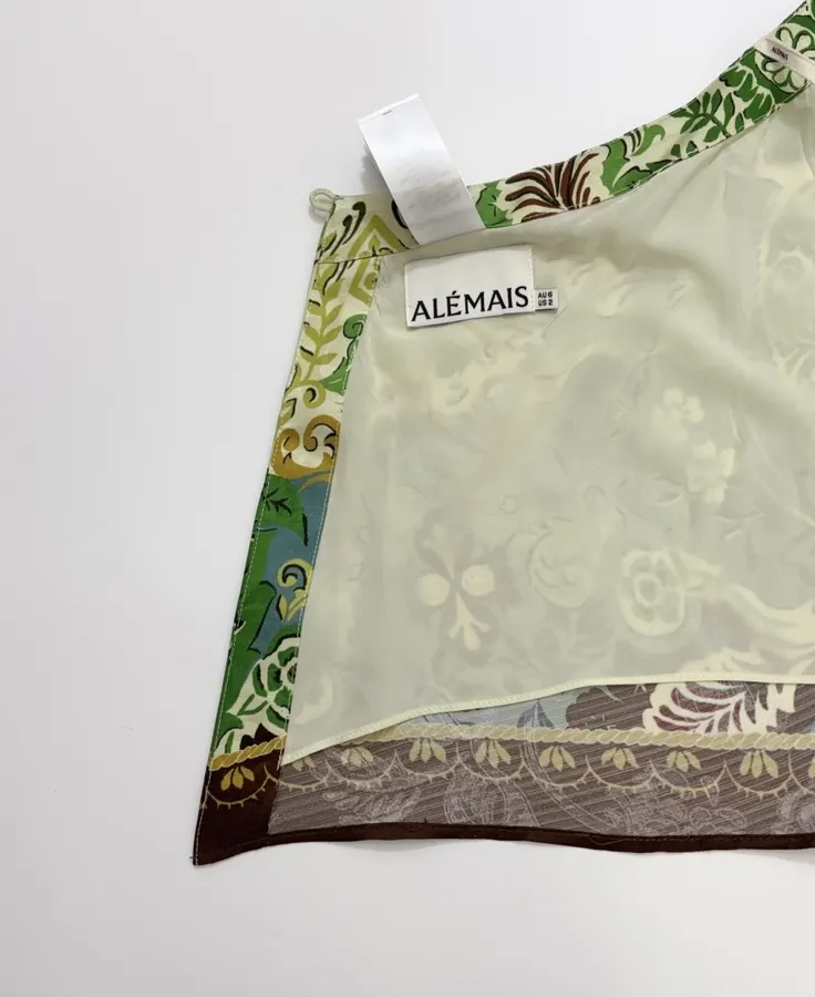 ALEMAIS 绿色佩斯利印花不规则抹胸上衣，绿色，商品图 17