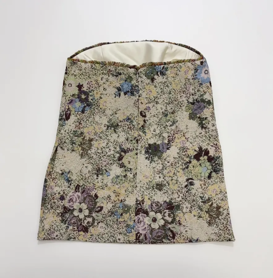 ALEMAIS Beige Floral-Tapestry A-Line Mini Skirt in Beige Floral, product view 11