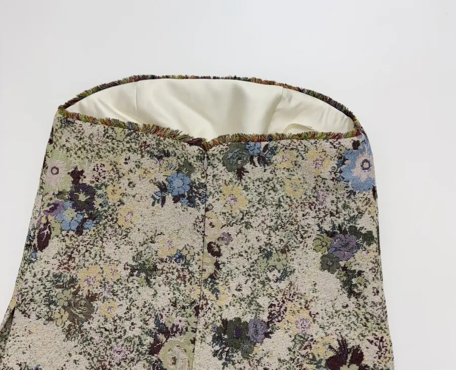 ALEMAIS Beige Floral-Tapestry A-Line Mini Skirt in Beige Floral, product view 12