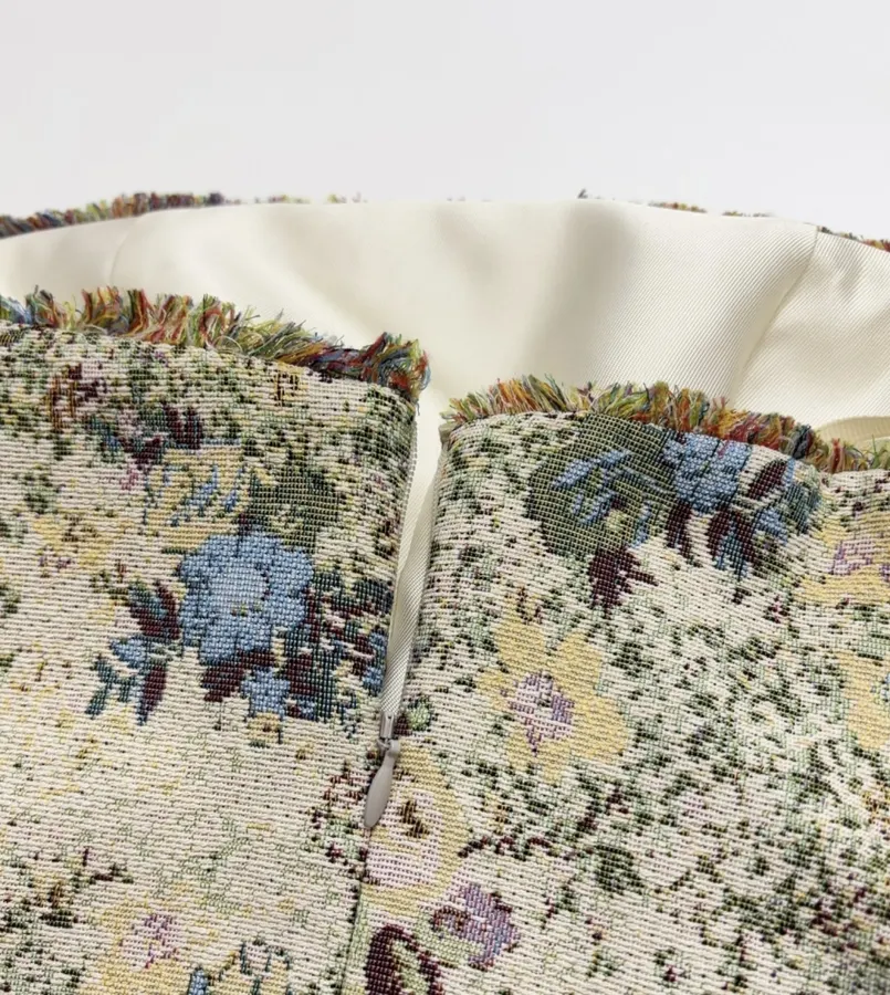 ALEMAIS Beige Floral-Tapestry A-Line Mini Skirt in Beige Floral, product view 13