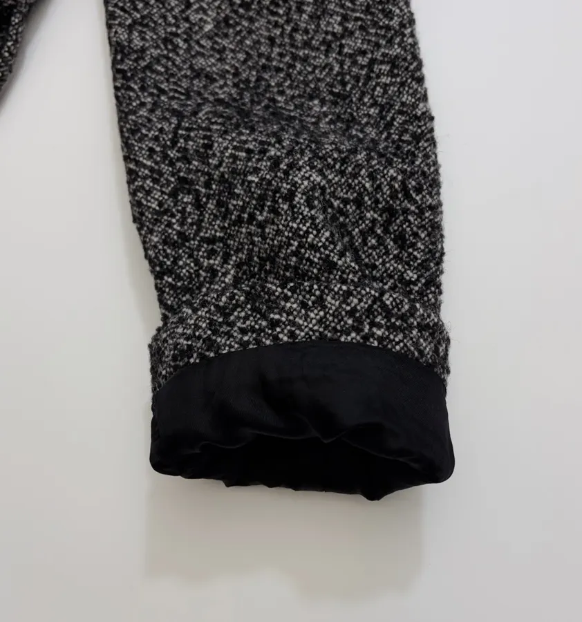 Reformation 灰色粗花呢毛绒翻领系带夹克，Grey，商品图 10