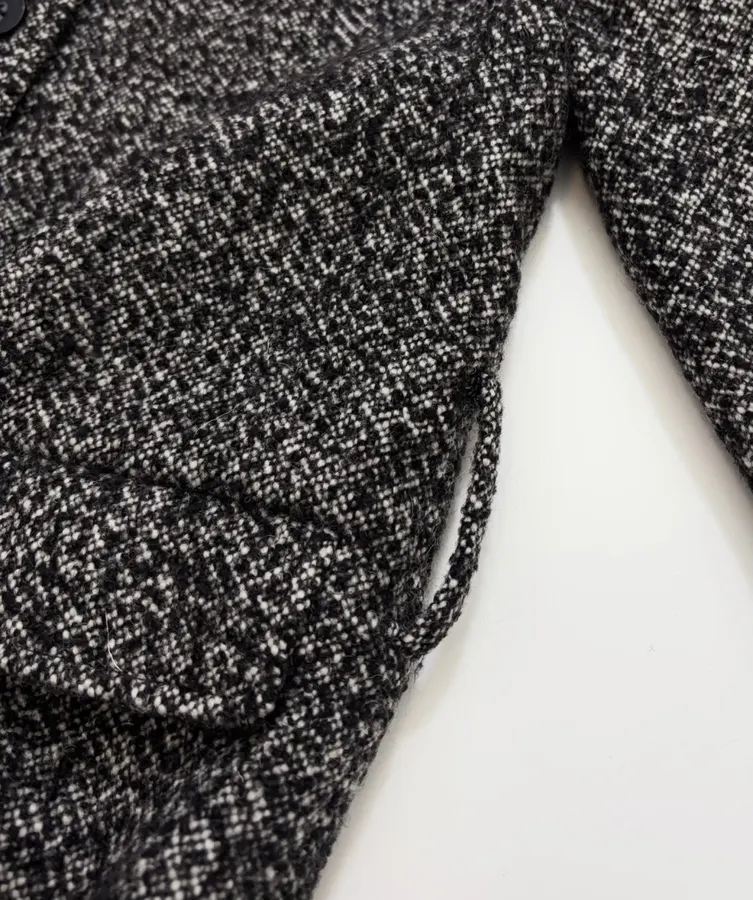 Reformation 灰色粗花呢毛绒翻领系带夹克，Grey，商品图 11