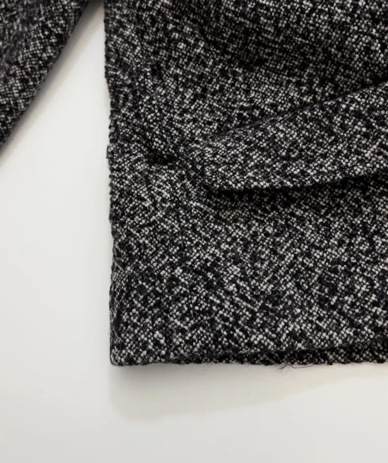 Reformation 灰色粗花呢毛绒翻领系带夹克，Grey，商品图 13