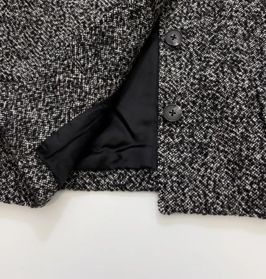 Reformation 灰色粗花呢毛绒翻领系带夹克，Grey，商品图 16