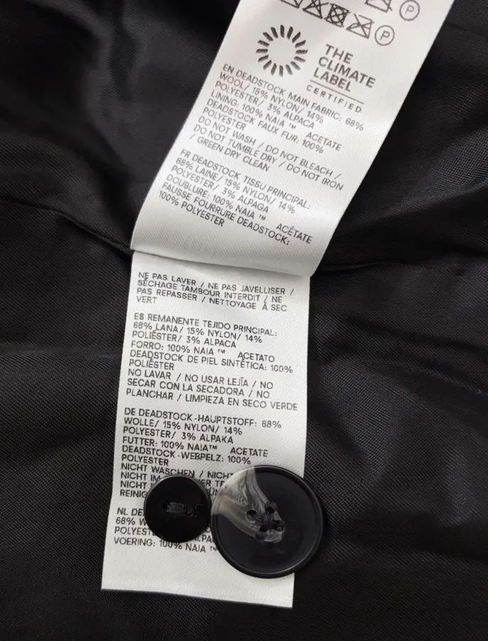 Reformation 灰色粗花呢毛绒翻领系带夹克，Grey，商品图 22