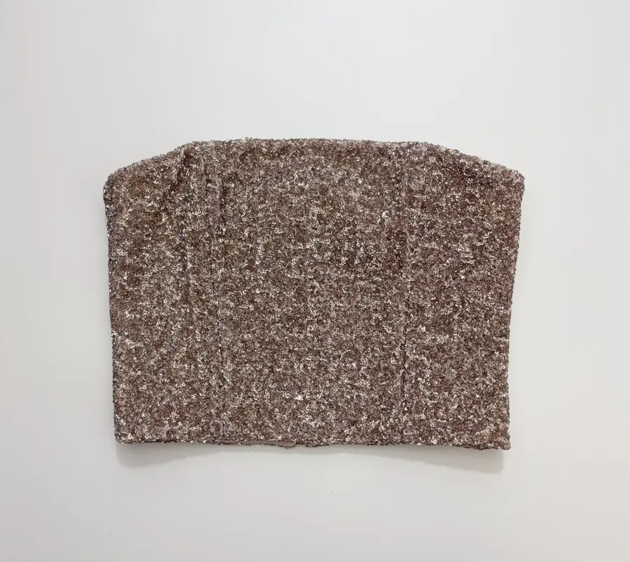 Alice + Olivia Silver Sequin-Tweed Strapless Top in Silver Grey, product view 01