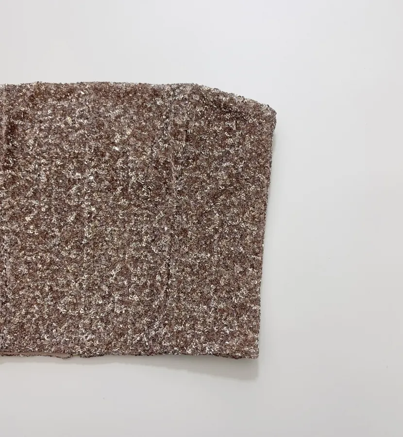 Alice + Olivia Silver Sequin-Tweed Strapless Top in Silver Grey, product view 02
