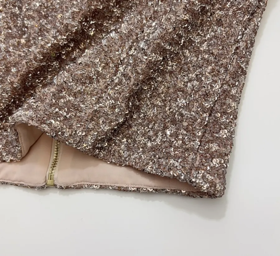 Alice + Olivia Silver Sequin-Tweed Strapless Top in Silver Grey, product view 11