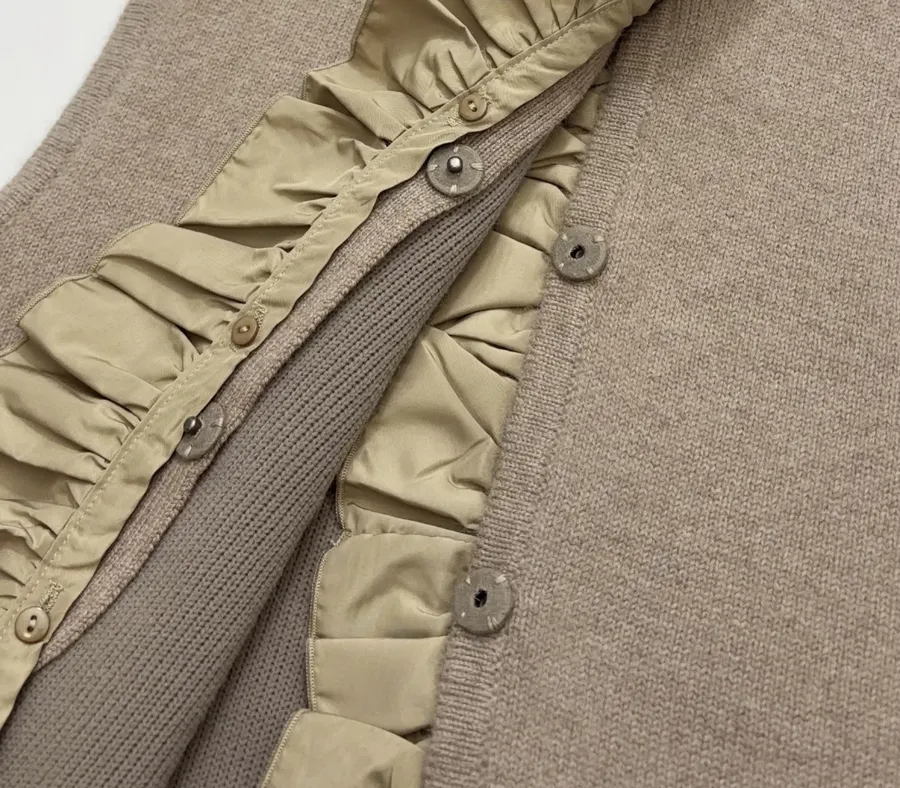 Niche Ruffled Knit Vest in Oatmeal-Brown in As Shown, product view 05