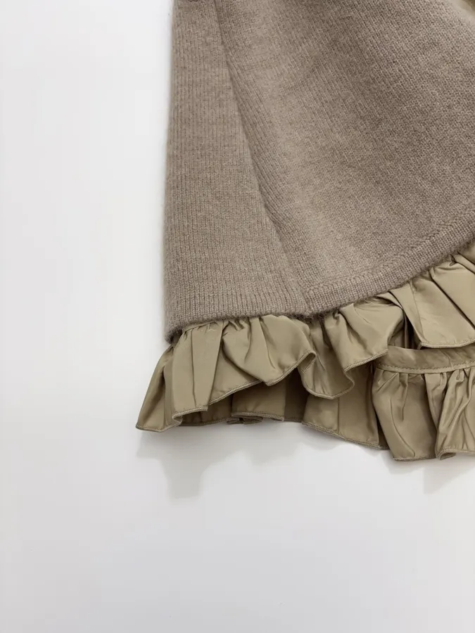 Niche Ruffled Knit Vest in Oatmeal-Brown in As Shown, product view 07