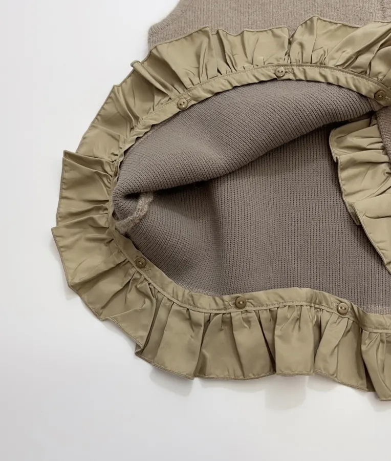 Niche Ruffled Knit Vest in Oatmeal-Brown in As Shown, product view 08
