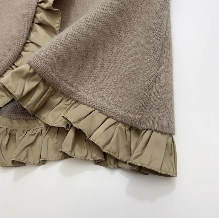 Niche Ruffled Knit Vest in Oatmeal-Brown in As Shown, product view 09
