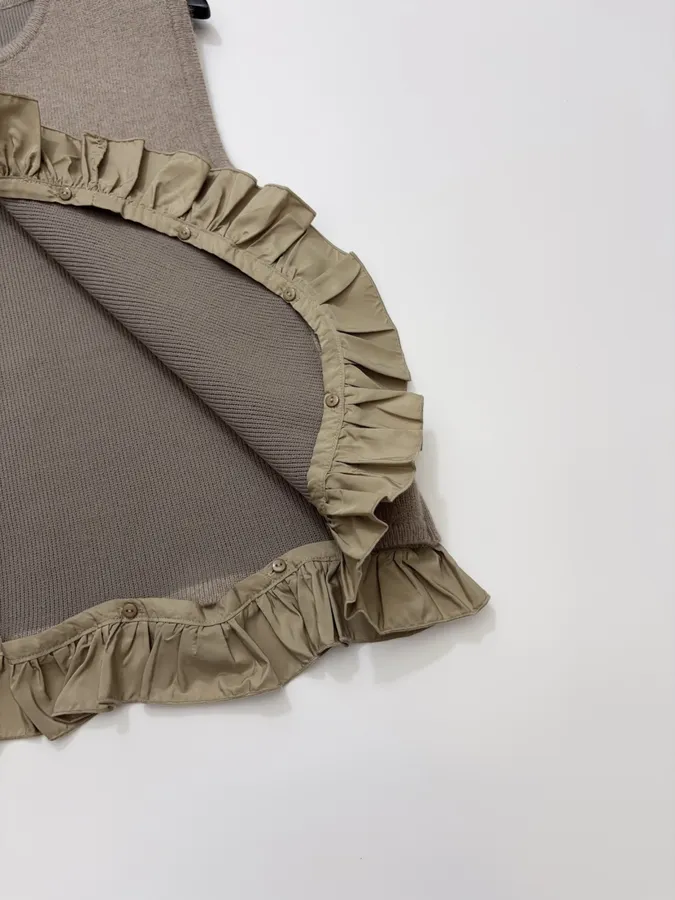 Niche Ruffled Knit Vest in Oatmeal-Brown in As Shown, product view 12