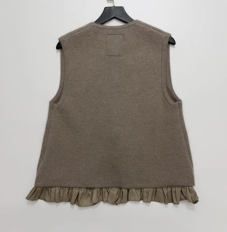Niche Ruffled Knit Vest in Oatmeal-Brown in As Shown, product view 13