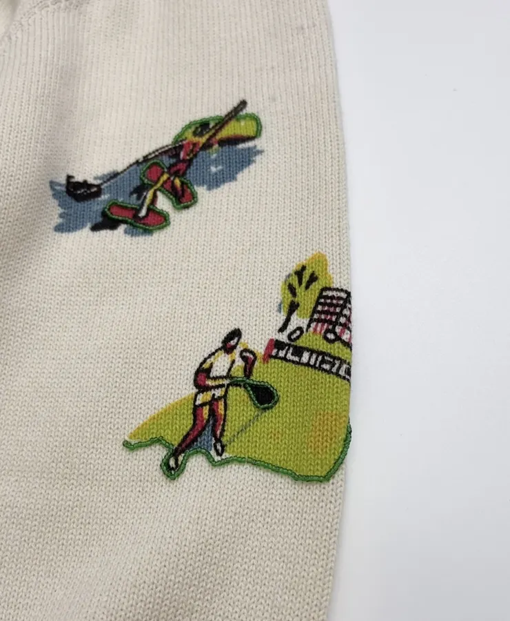 Niche Illustrated All-Over Print Cardigan with Vintage Countryside Motif in As Shown, product view 05
