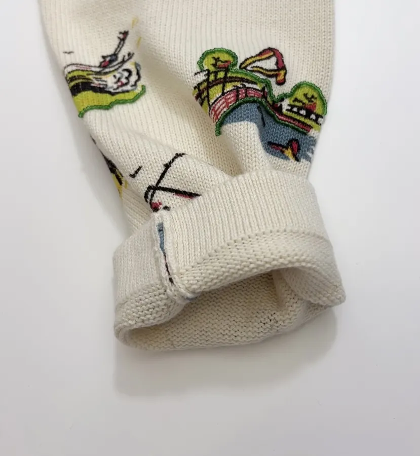 Niche Illustrated All-Over Print Cardigan with Vintage Countryside Motif in As Shown, product view 09