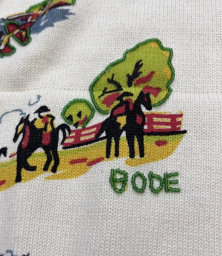 Niche Illustrated All-Over Print Cardigan with Vintage Countryside Motif in As Shown, product view 11