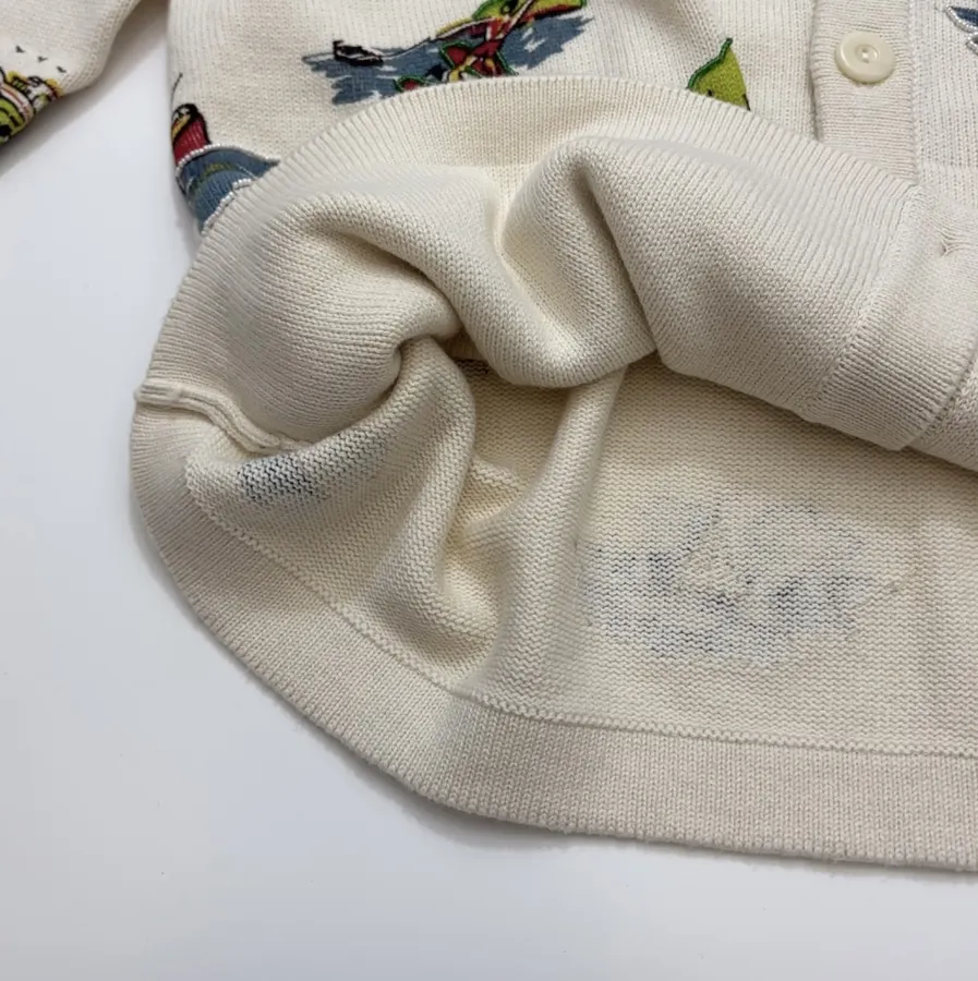 Niche Illustrated All-Over Print Cardigan with Vintage Countryside Motif in As Shown, product view 14