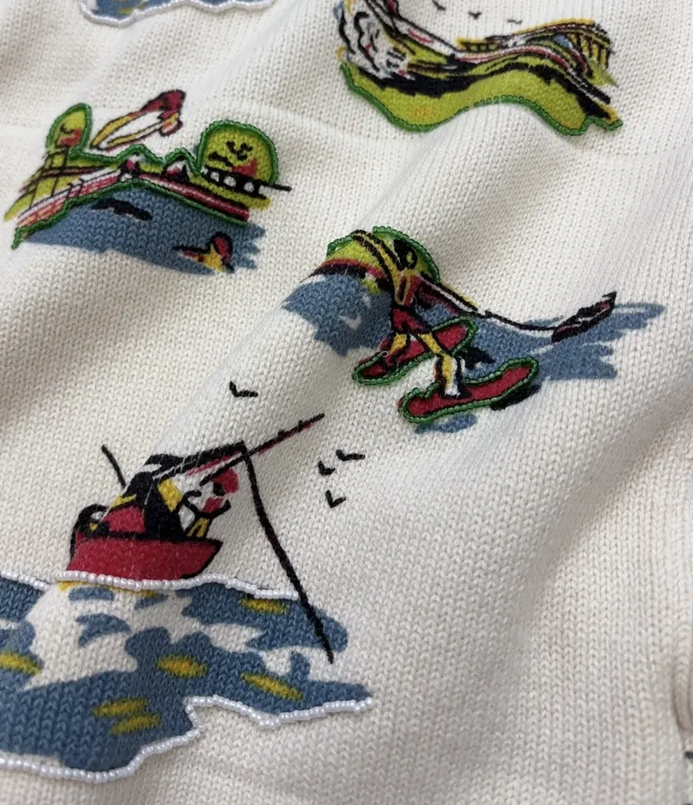 Niche Illustrated All-Over Print Cardigan with Vintage Countryside Motif in As Shown, product view 16