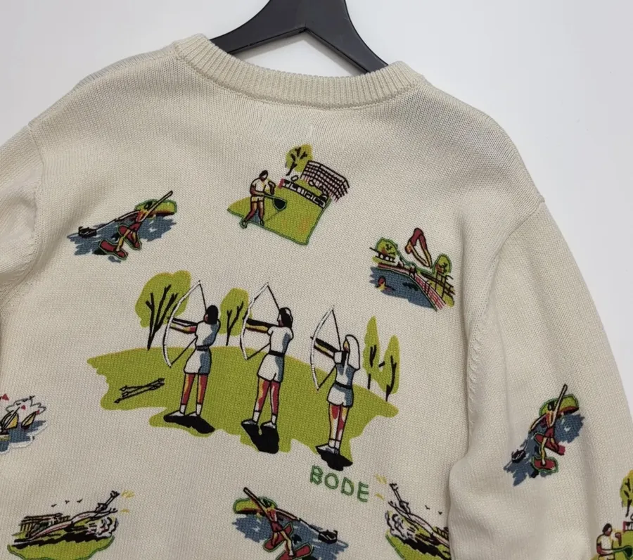 Niche Illustrated All-Over Print Cardigan with Vintage Countryside Motif in As Shown, product view 18