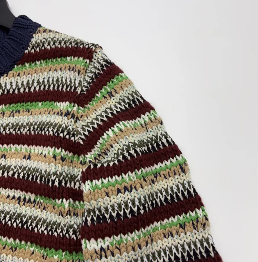 sacai Multicolour Striped Cable-Knit Cardigan in Multicolour, product view 06
