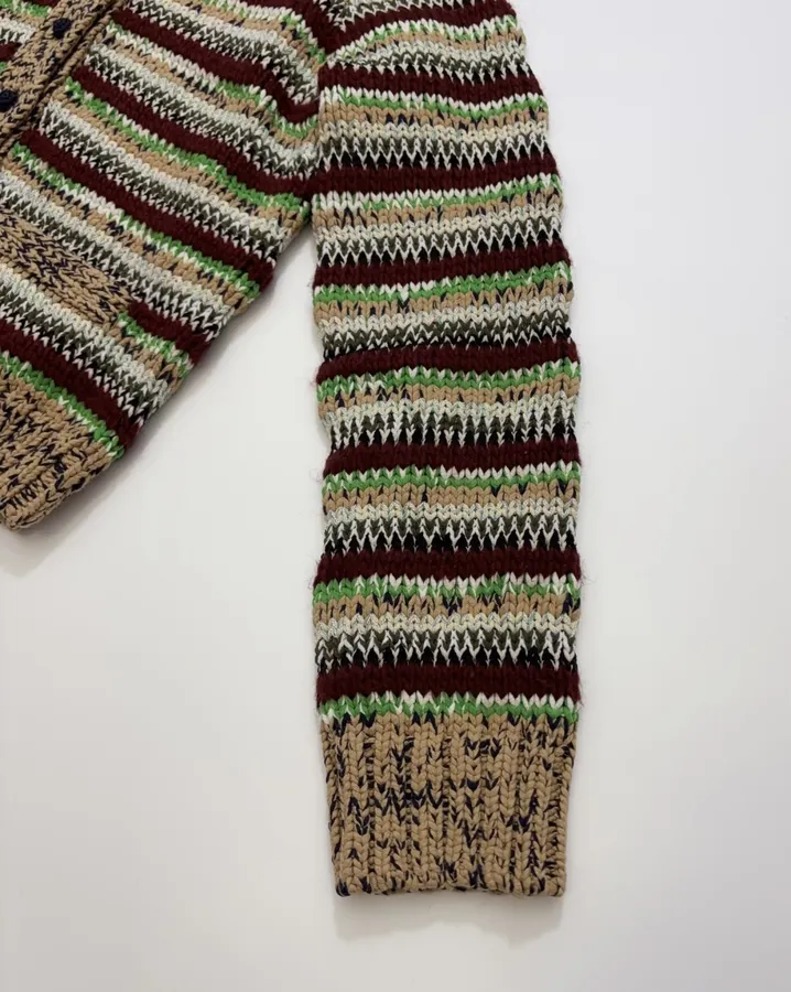 sacai Multicolour Striped Cable-Knit Cardigan in Multicolour, product view 08