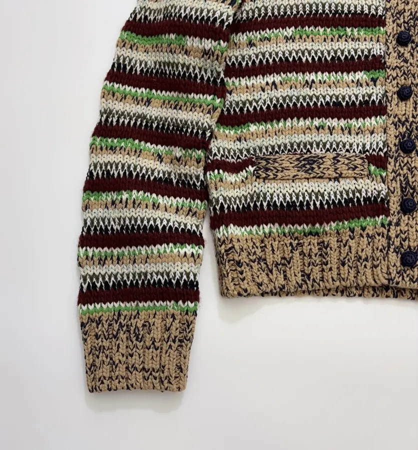 sacai Multicolour Striped Cable-Knit Cardigan in Multicolour, product view 11