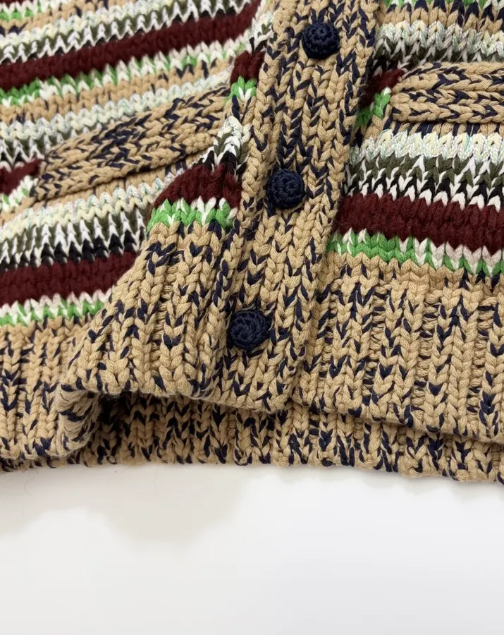 sacai Multicolour Striped Cable-Knit Cardigan in Multicolour, product view 14