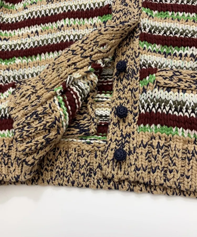 sacai Multicolour Striped Cable-Knit Cardigan in Multicolour, product view 15