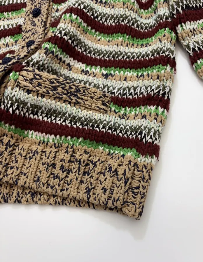 sacai Multicolour Striped Cable-Knit Cardigan in Multicolour, product view 16