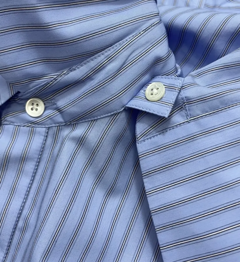 Blue Striped Cropped Zip Shirt Jacket in Blue, product view 07