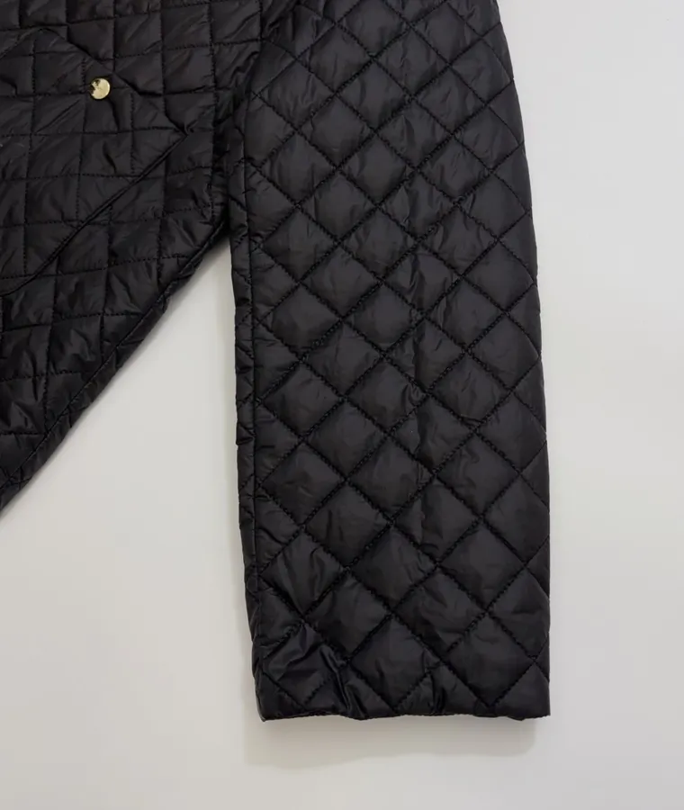 Max Mara Black Diamond-Quilted Collarless Jacket in Black, product view 05
