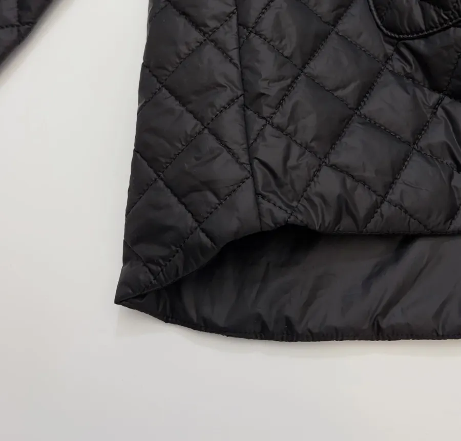 Max Mara Black Diamond-Quilted Collarless Jacket in Black, product view 08
