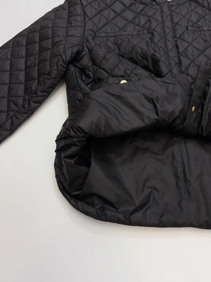 Max Mara Black Diamond-Quilted Collarless Jacket in Black, product view 09
