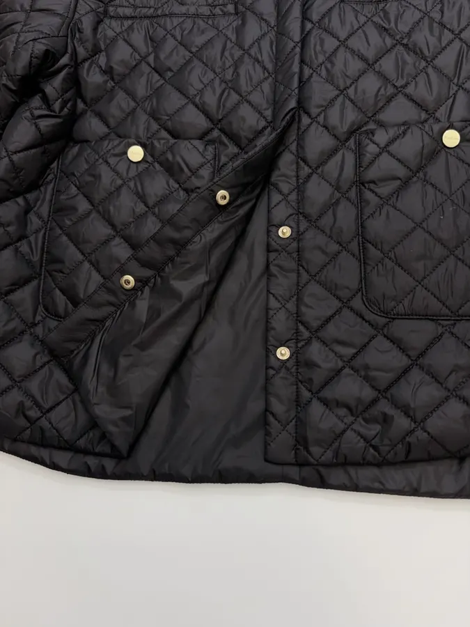 Max Mara Black Diamond-Quilted Collarless Jacket in Black, product view 11