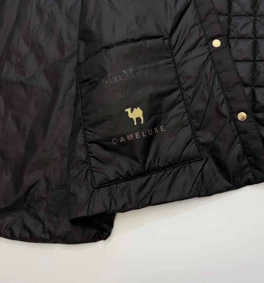 Max Mara Black Diamond-Quilted Collarless Jacket in Black, product view 12