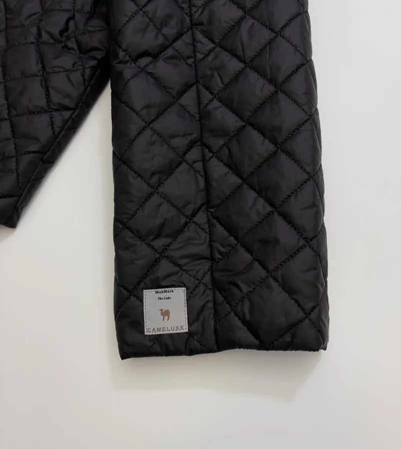 Max Mara Black Diamond-Quilted Collarless Jacket in Black, product view 15