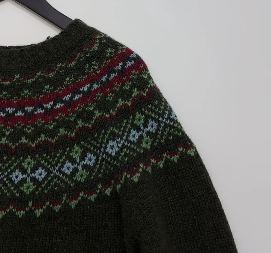 Retro Fair Isle Sweater in Forest Green in Green, product view 04