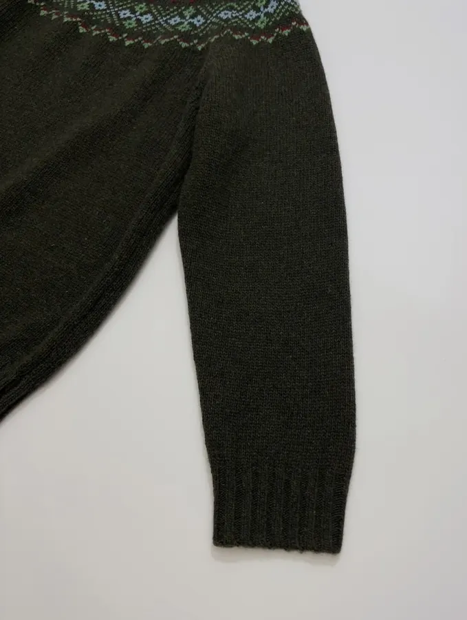 Retro Fair Isle Sweater in Forest Green in Green, product view 05