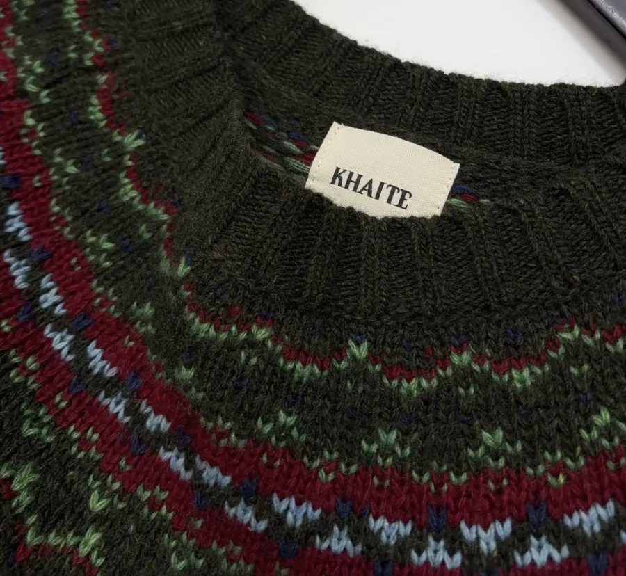 Retro Fair Isle Sweater in Forest Green in Green, product view 12