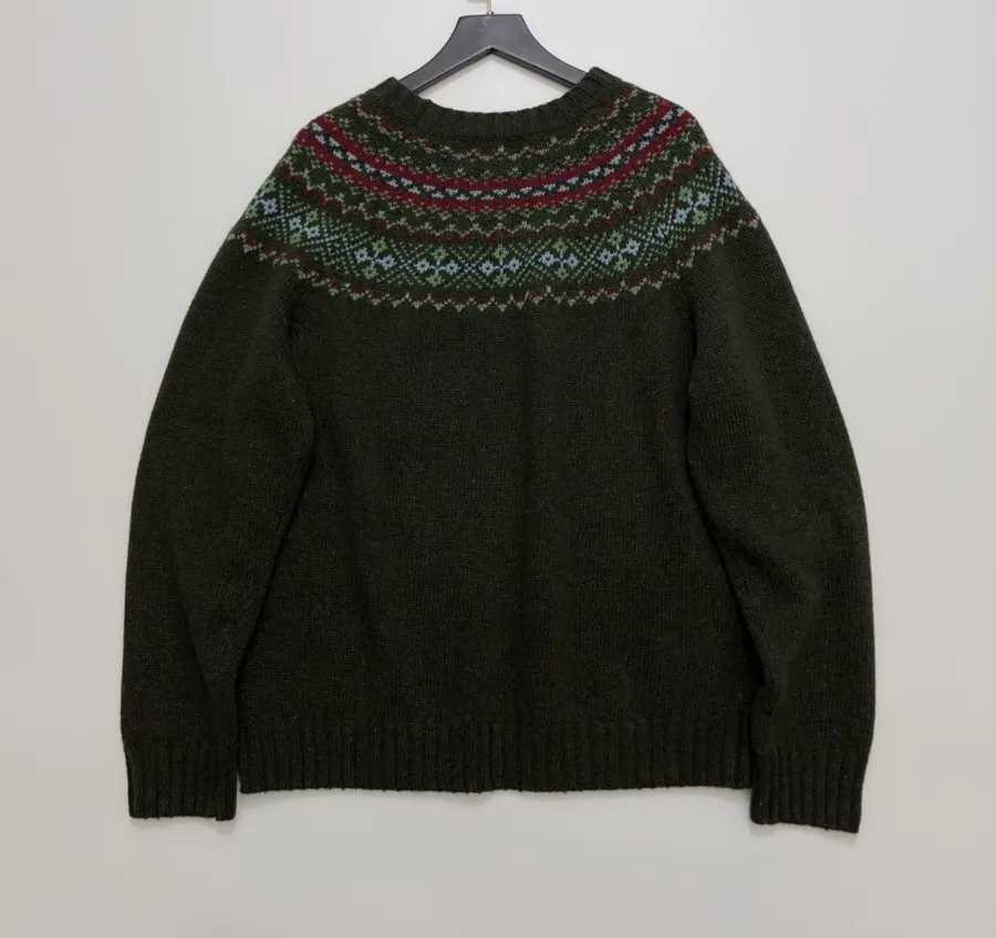 Retro Fair Isle Sweater in Forest Green in Green, product view 14