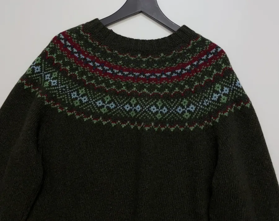 Retro Fair Isle Sweater in Forest Green in Green, product view 15
