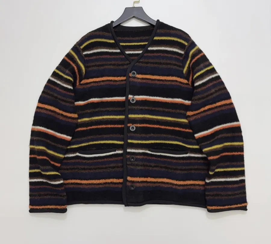 Contrast-Stripe Relaxed Knit Jacket in As Shown, product view 01